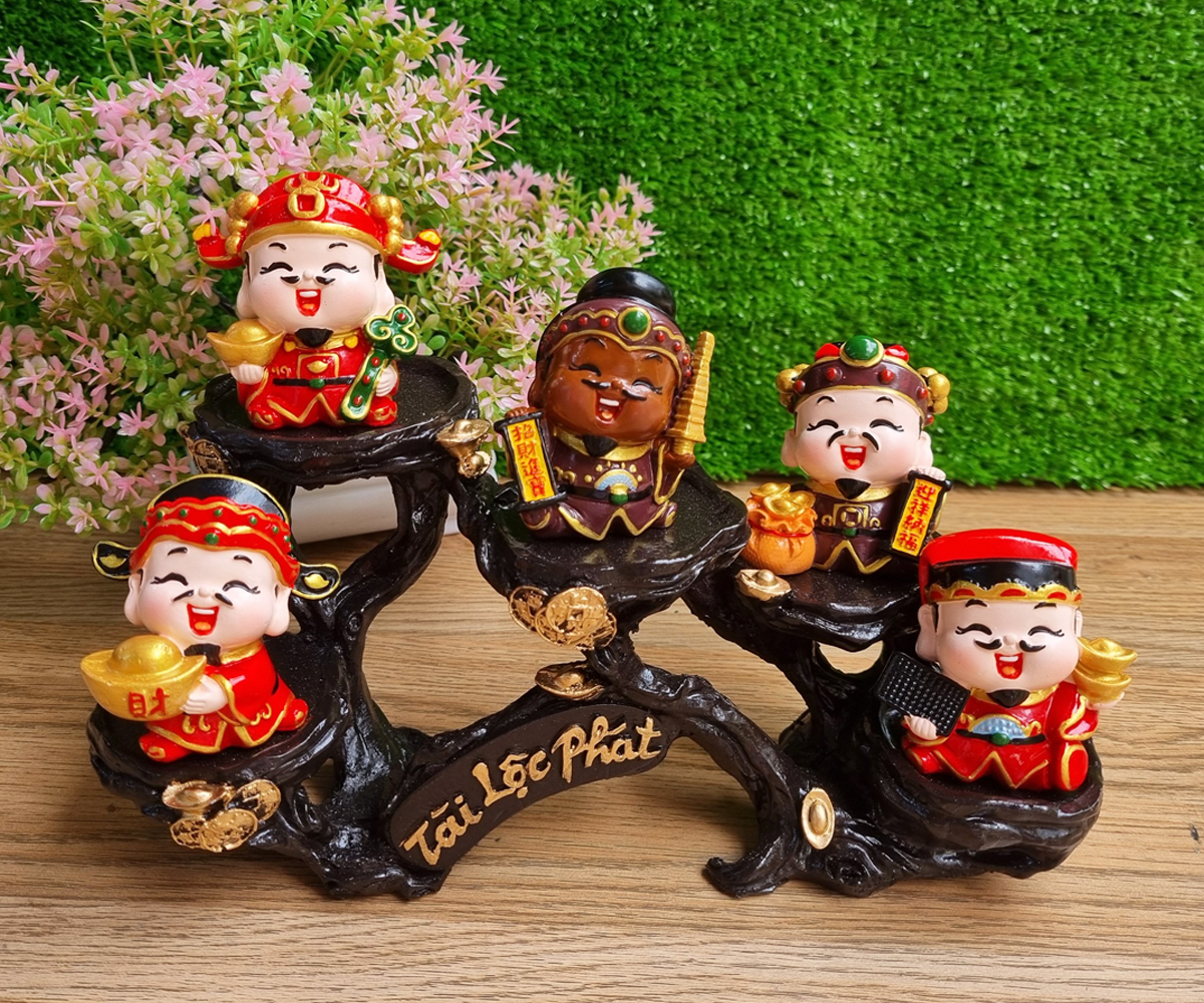 Bộ Ngũ Tài 6cm cao cấp kèm chân đế Tài Lộc Phát thuần Việt