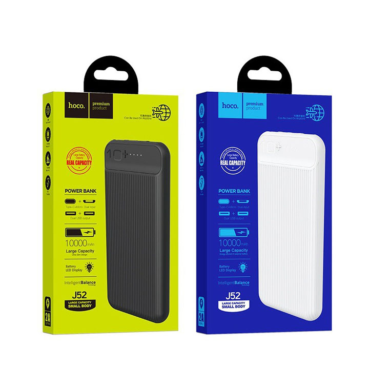 Pin Dự Phòng Polymer A+ 2 Cổng Usb 2.0A 20000mah Hoco J52 đèn led - Hàng nhập khẩu