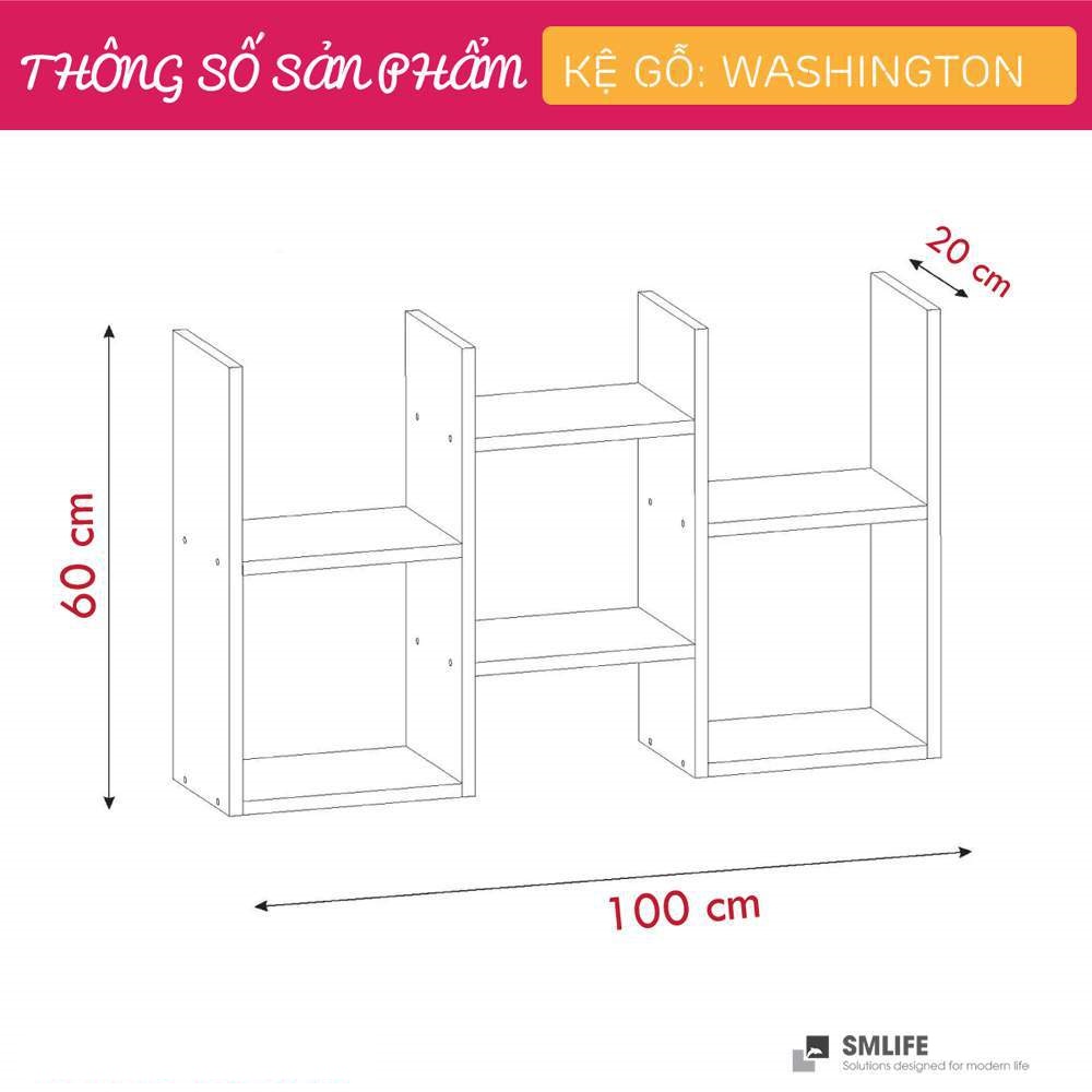 Kệ gỗ treo tường trang trí hiện đại SMLIFE Washington | Gỗ MDF dày 17mm chống ẩm | D100xR20xC60cm