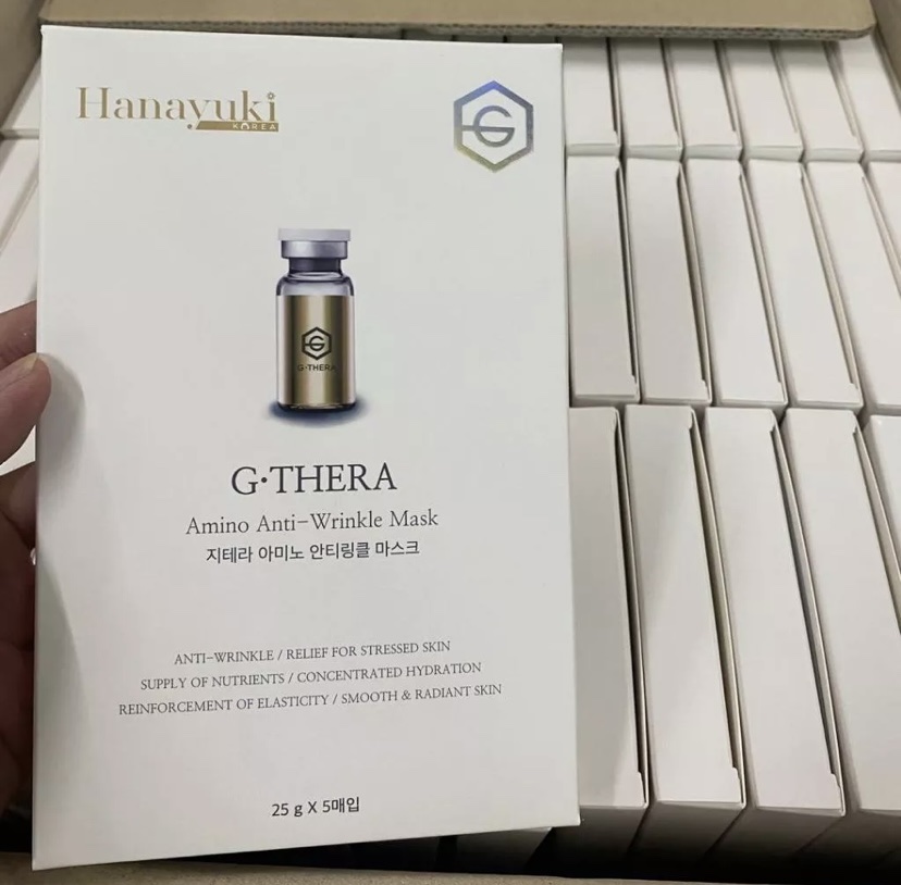 Mặt Nạ G Thera Amino Anti-Wrinkle Mask Giúp Giảm Nếp Nhăn Dưỡng Ẩm Hanayuki Chính Hãng 5 Miếng 125g