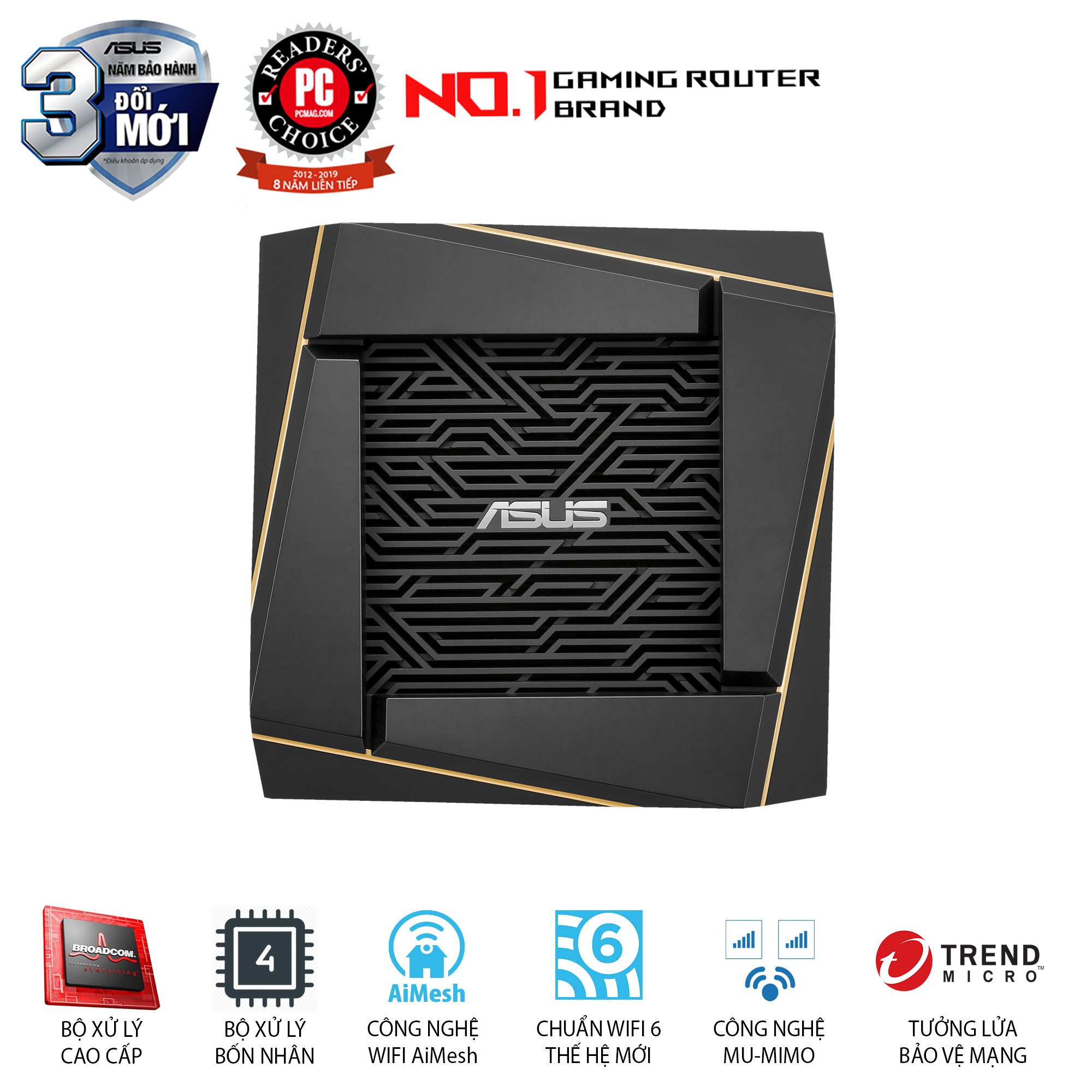 Router Wifi Mesh Asus RT-AX92U 3 Băng Tần AX6100 - Hàng Chính Hãng