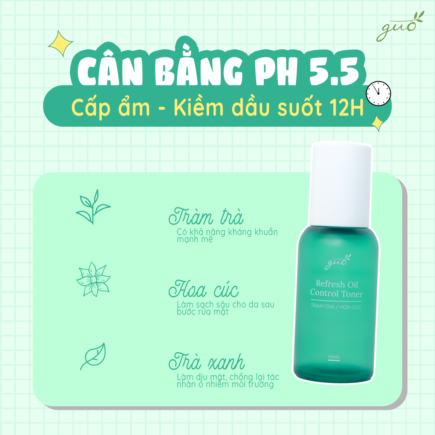 Toner Cân Bằng GUO - Refresh Oil Control Toner 100ml