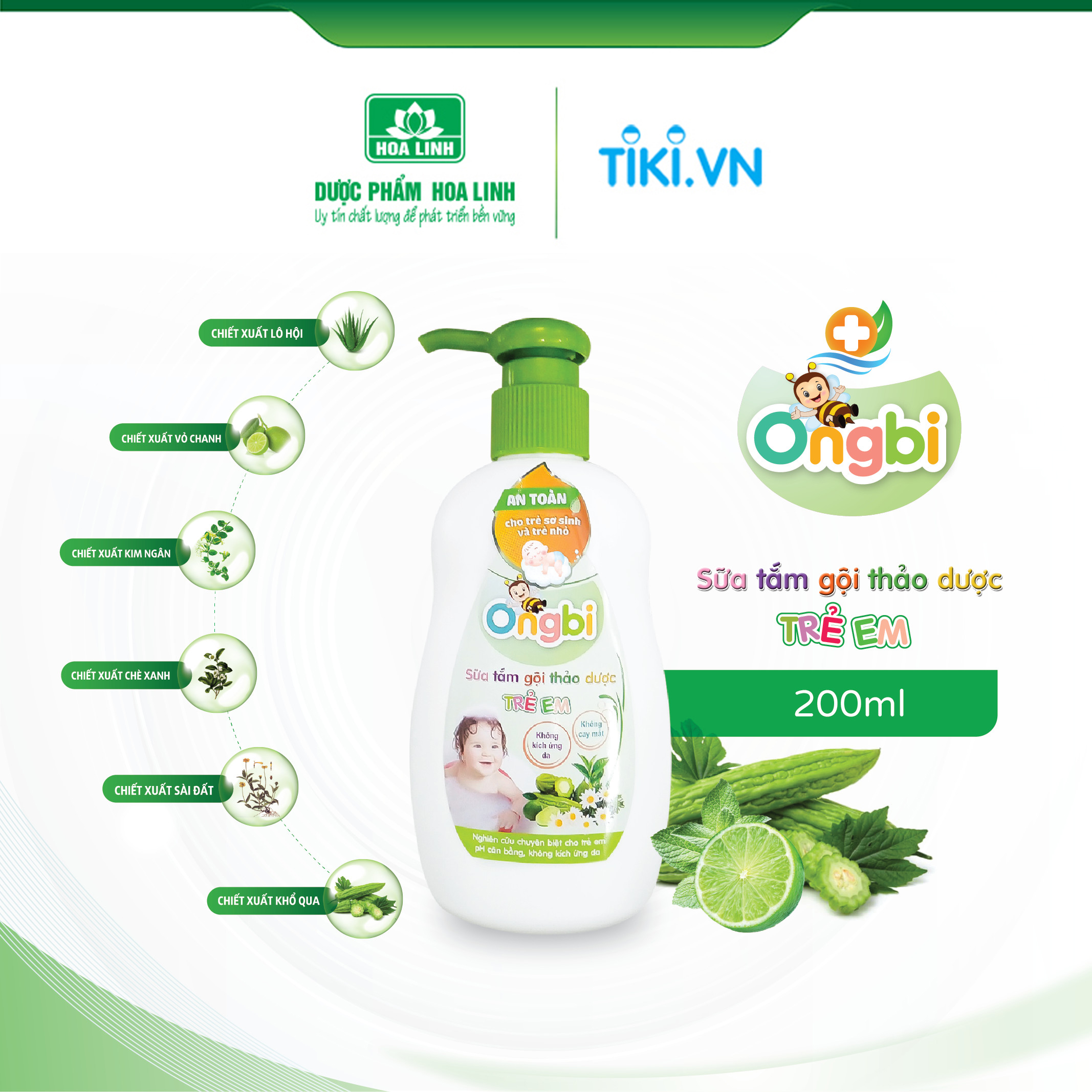 Sữa tắm gội thảo dược trẻ em ONGBI 200ml