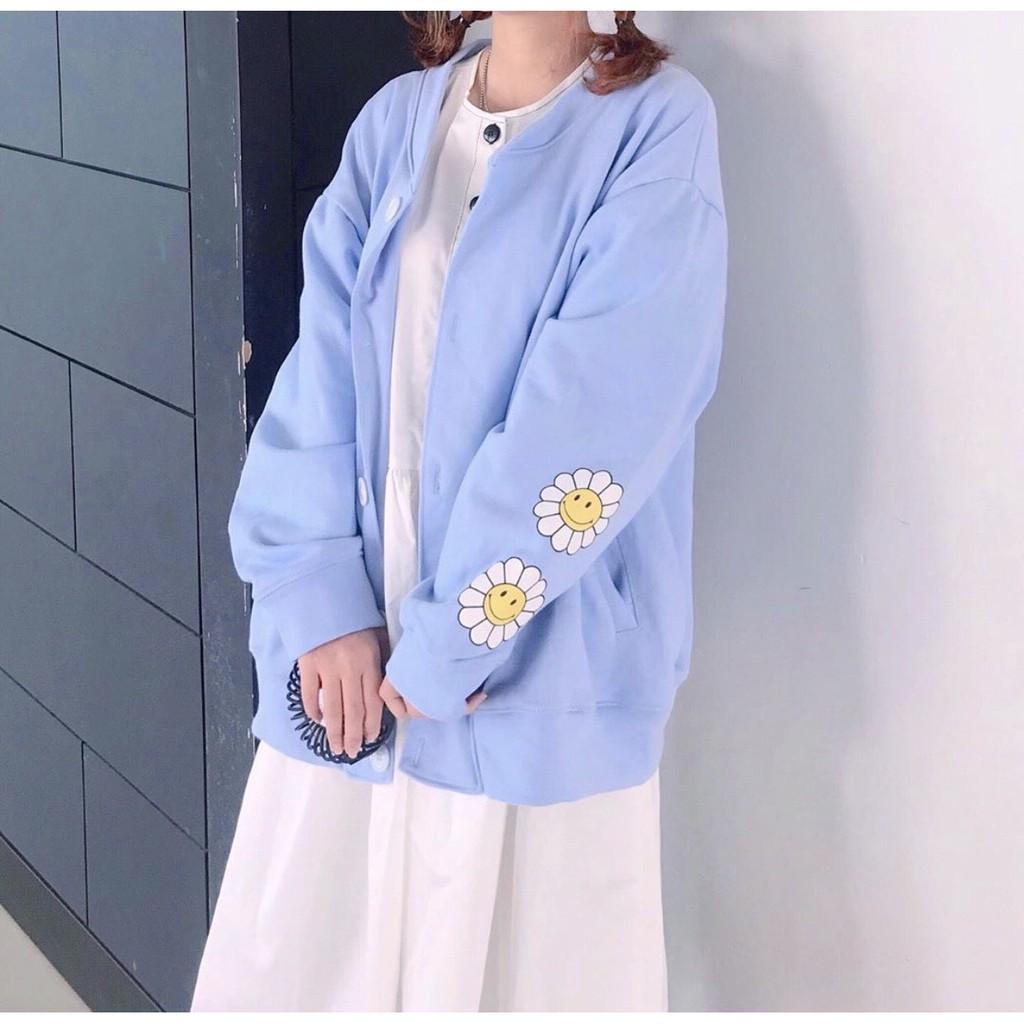 Áo Khoác Cài Cúc Xanh Dương Sweetie Dáng Rộng Cute