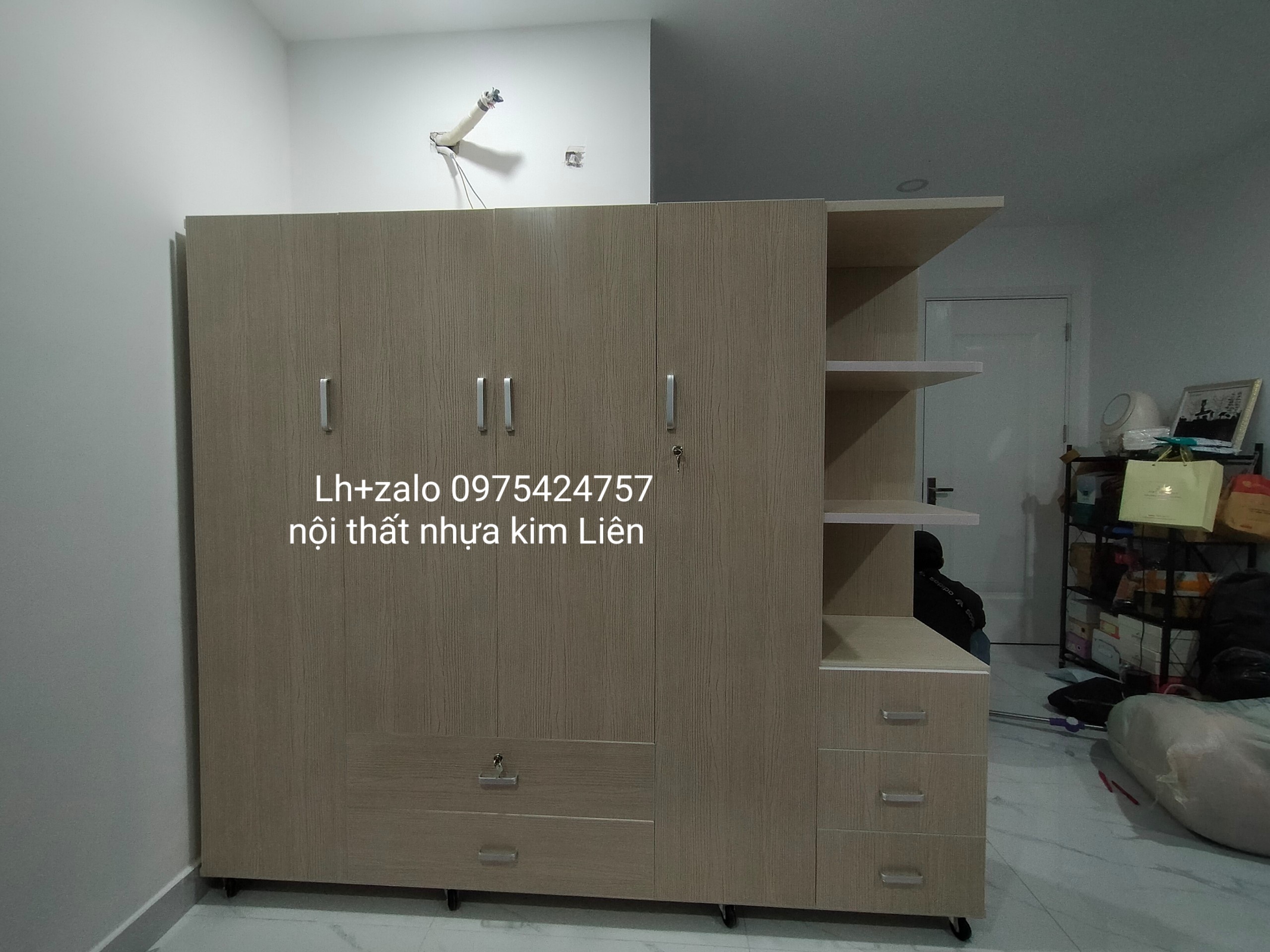 Tủ nhựa đài loan 4 cánh 1 kệ