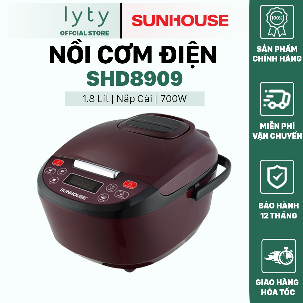 [Hàng Chính Hãng] Nồi cơm điện tử 1.8L Sunhouse SHD8909 - Bảo Hành 12 Tháng Toàn Quốc