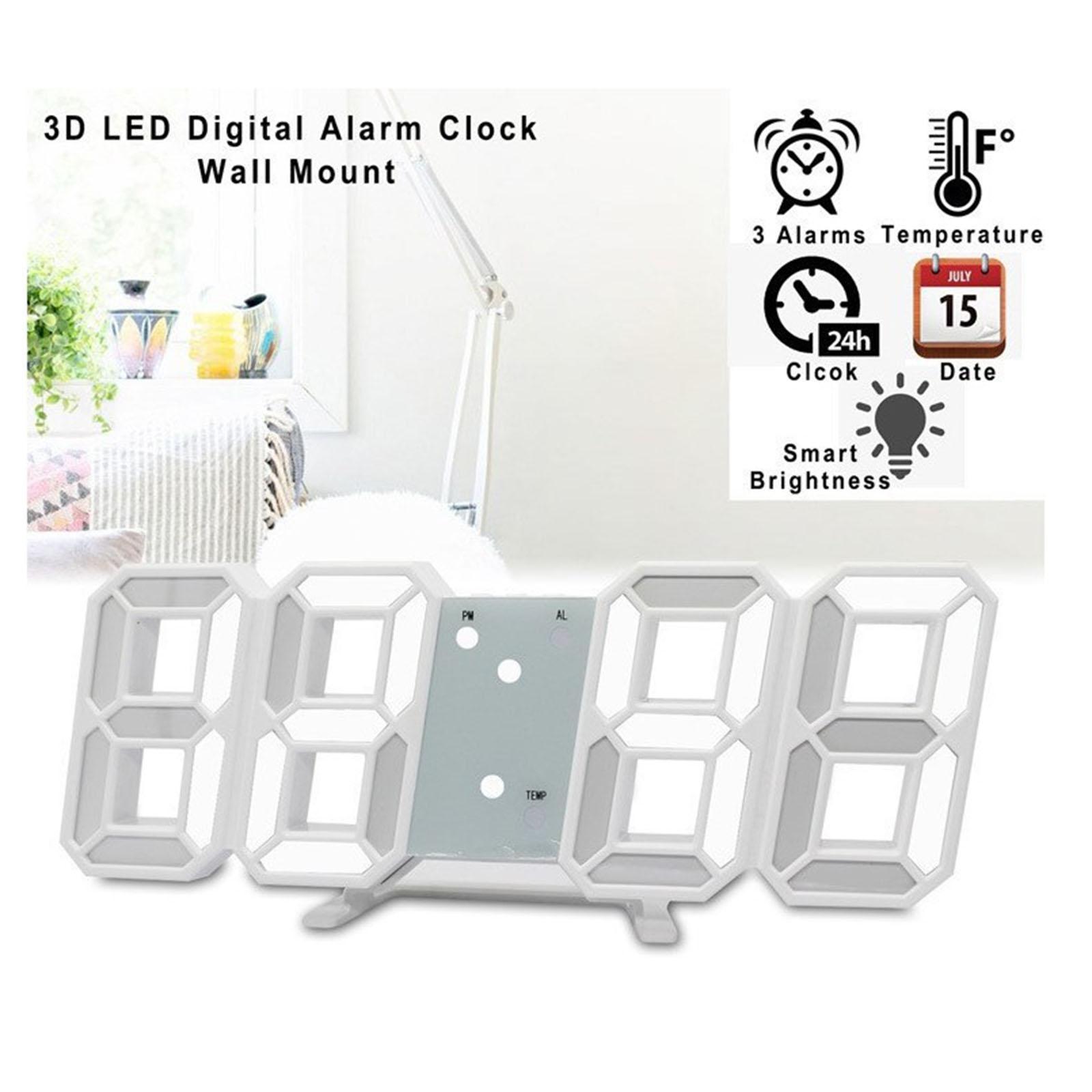 Digital Wall Clock LED Clock LED Display Multifunctional Desktop Clock Electronic Alarm Clock for Living Room NightStand Home