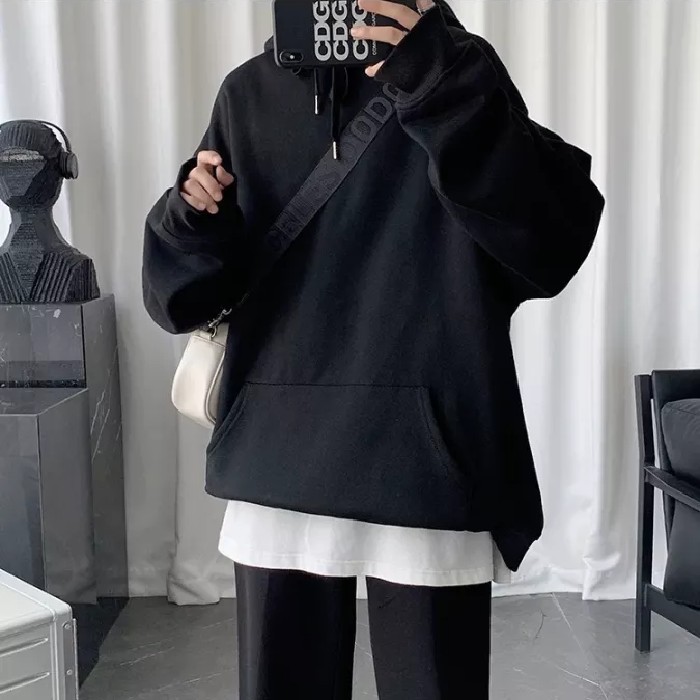 Hoodie đen trơn unisex, áo khoác hoodie basic - Gin Store