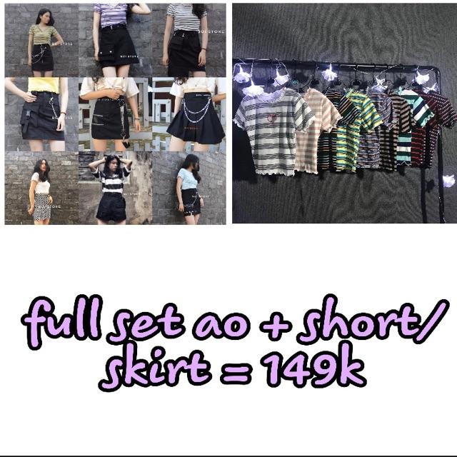 Com bo set áo và short hoặc skirt
