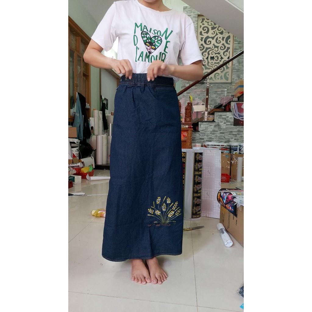 Váy chống nắng jean xẻ tà 2 bên cao cấp