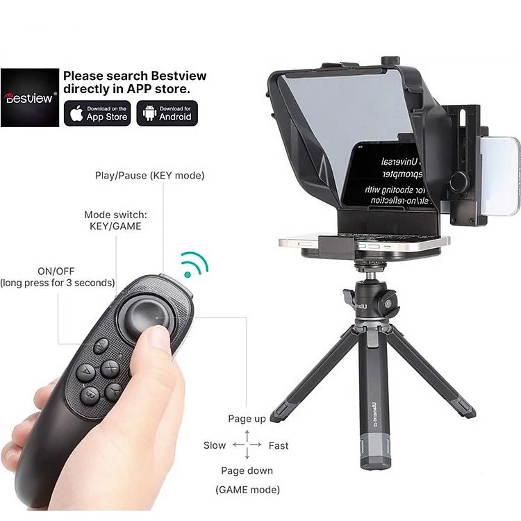 Máy Nhắc Chữ Teleprompter PT16 Mini Cho Smartphone Tablet Vlogger Nhà Báo Người Thuyết Trình - Hàng Nhập Khẩu
