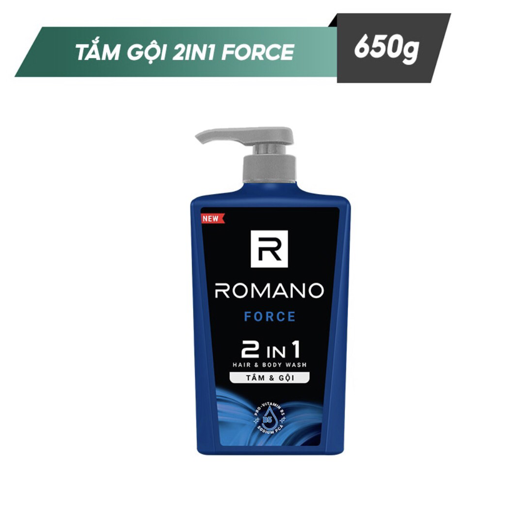 Combo Tắm gội 2 trong 1 Romano Classic 650gr và Tắm gội Force 650gr