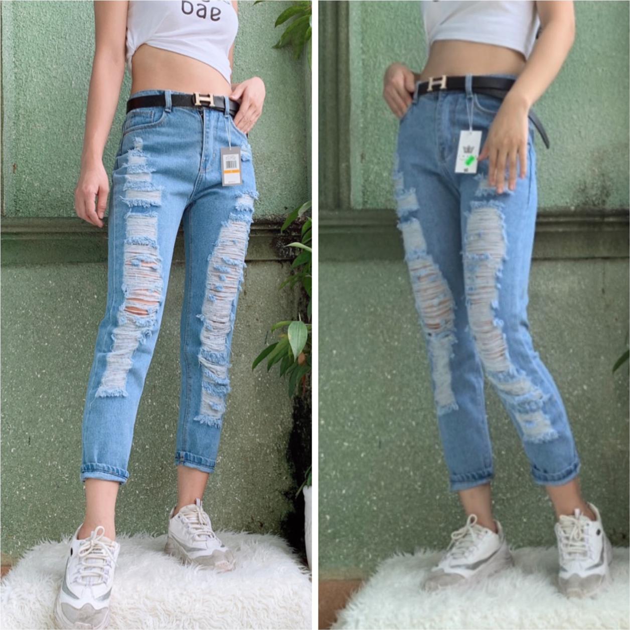 QUẦN JEAN BAGGY NỮ BIG SIZE RÁCH NHIỀU TƠI TẢ ỐNG SUÔNG RỘNG ĐẸP RẺ THỜI TRANG