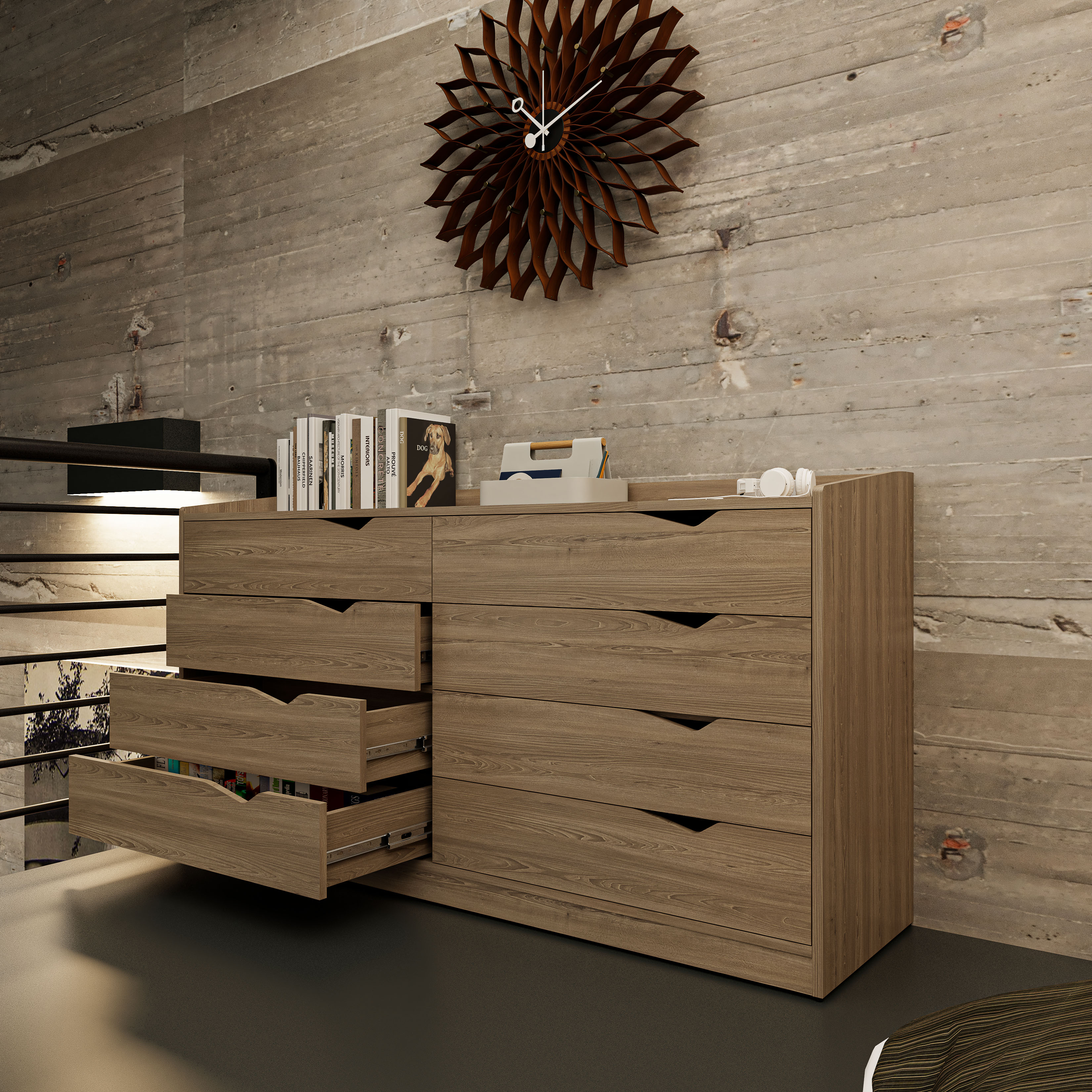 [Happy Home Furniture] WINNI, Tủ lưu trữ 8 ngăn kéo , 160cm x 45cm x 84cm ( DxRxC), THK_140