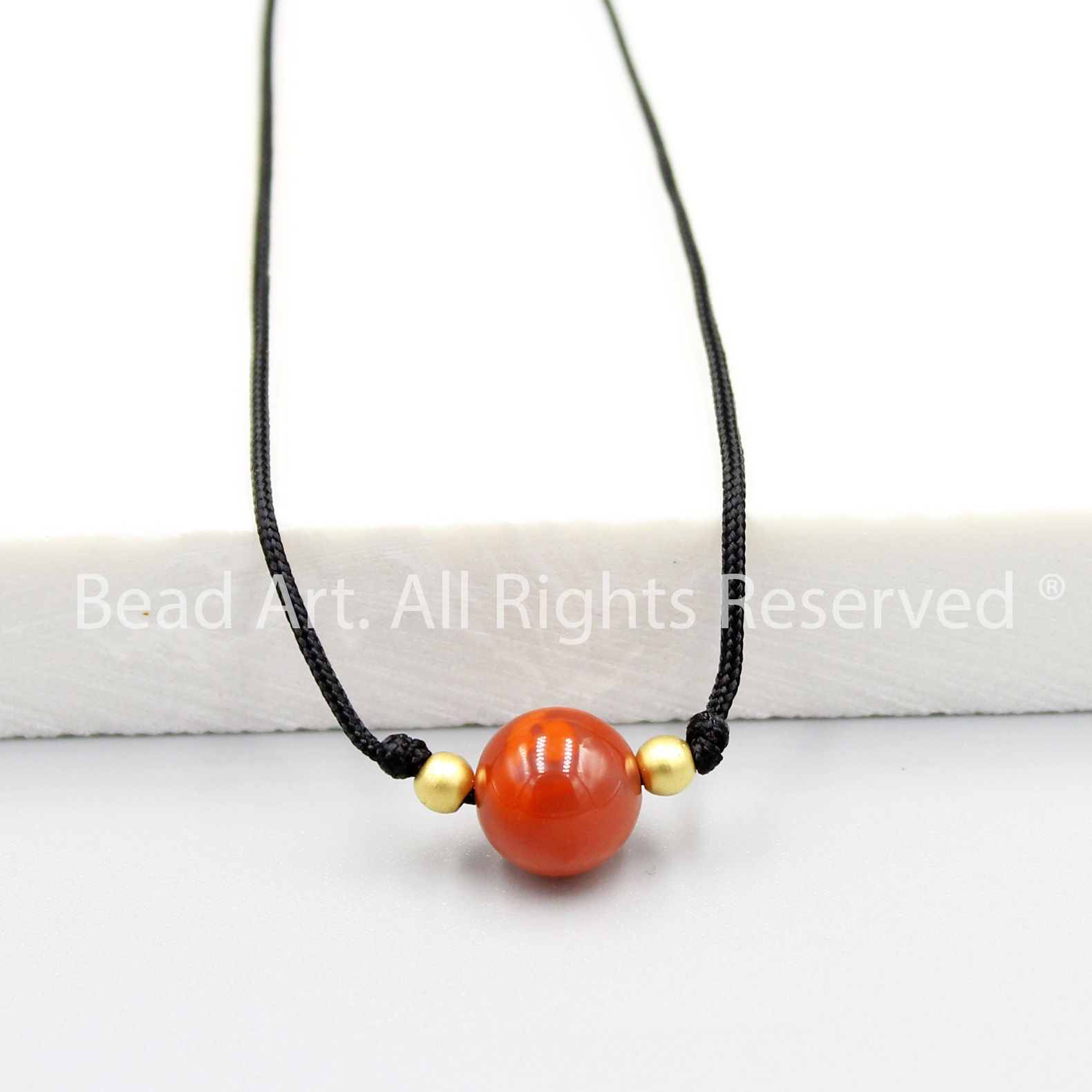 Vòng Cổ 8MM Đá Mã Não Đỏ Cam, Red Orange Agate Loại AA, Dây Chuyền, Trang Sức Phong Thuỷ, Mệnh Hoả, Mệnh Thổ - Bead Art