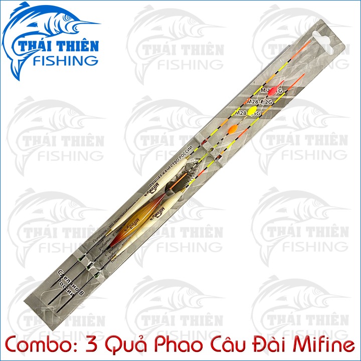 Combo 3 Chiếc Phao Câu Đài Mifine Chất Liệu Gỗ Phủ Nano Có Đài Phản Quang