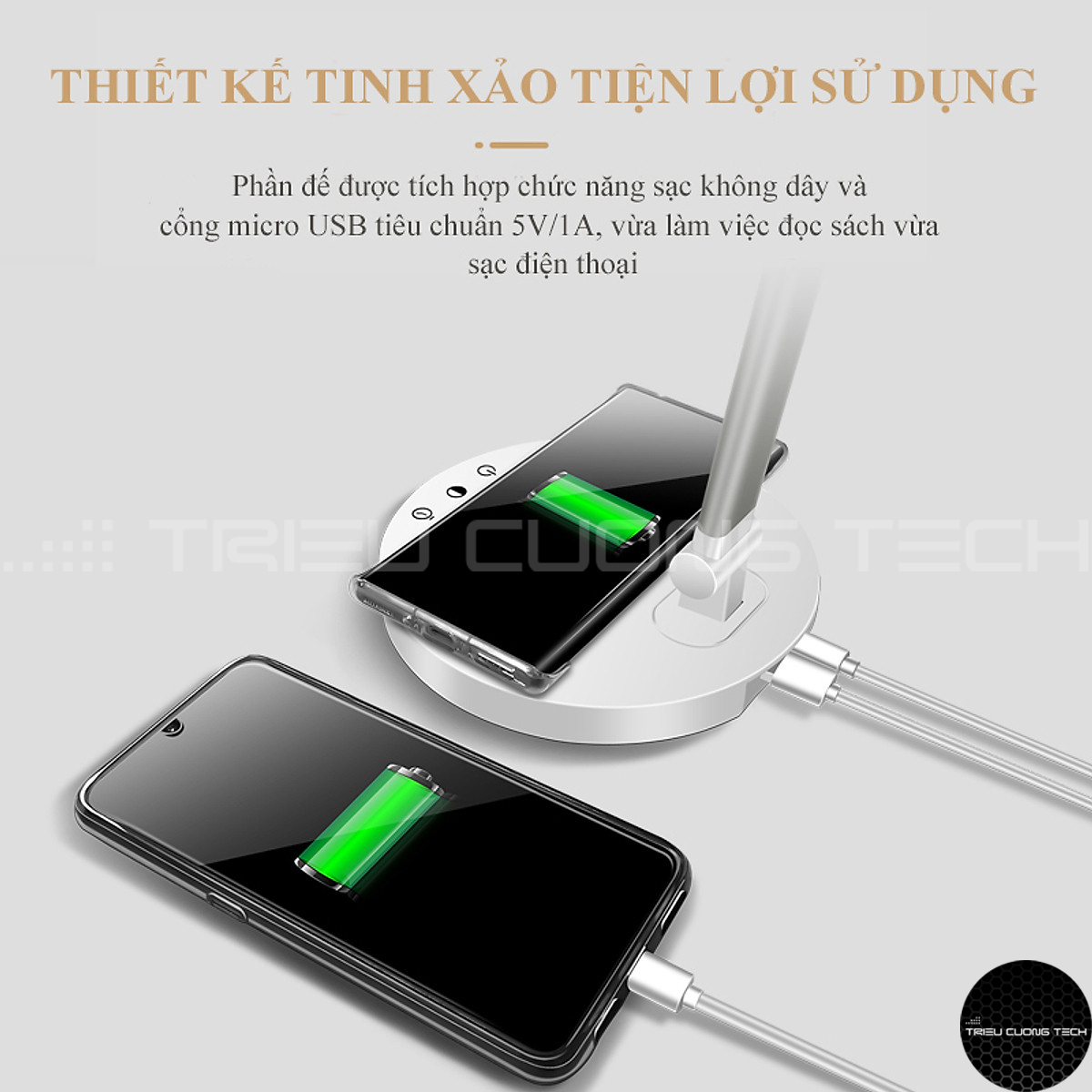 Đèn Led Bàn Đọc Sách Làm Việc Chống Cận - Cảm Ứng - Hỗ Trợ Sạc Không Dây - Điều Chỉnh Vùng Ánh Sáng Cho Sinh Viên - Học Sinh - Văn Phòng - Hàng Chính Hãng