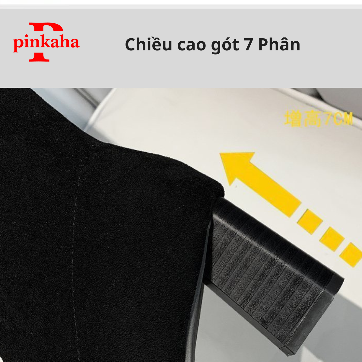 Bốt Đùi Nữ Mũi Nhọn Da Lộn Lót Lông PINKAHA Ôm Chân Gót Cao 7cm Không Khoá