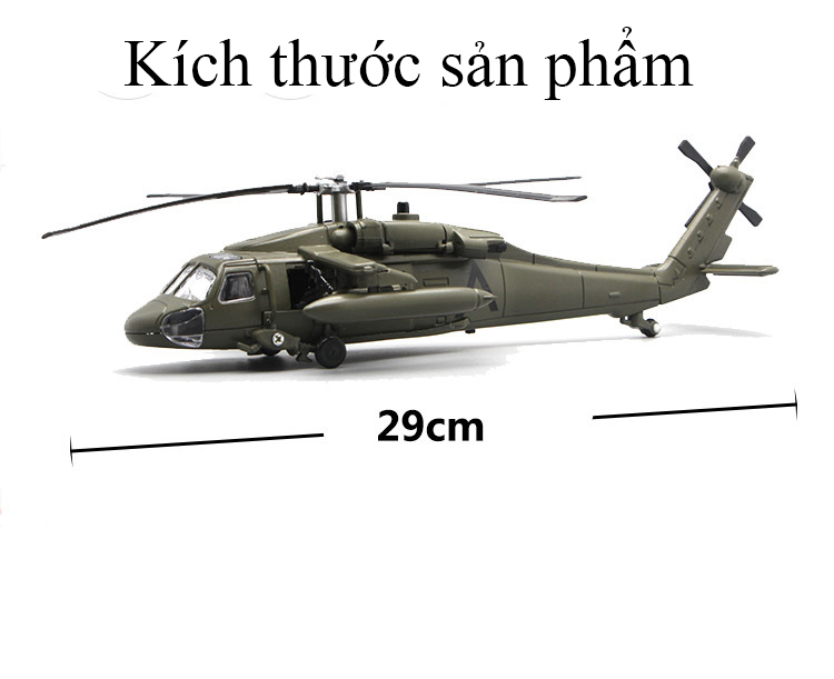 Mô hình máy bay trực thăng UH-60 Black Hawk bằng hợp kim có nhạc và đèn chạy cót