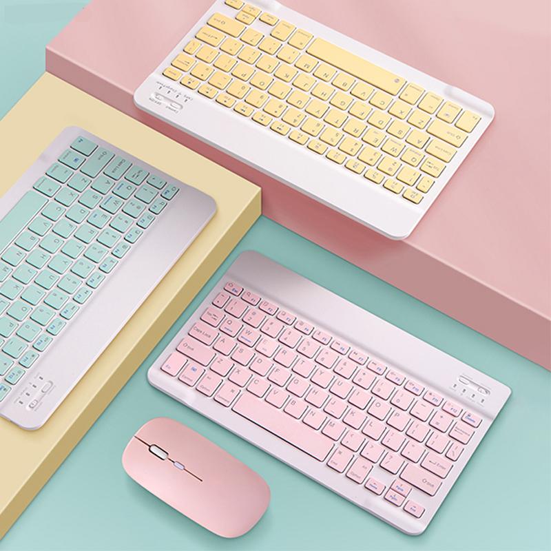 Mini Không Dây Bàn Phím Bluetooth Cho Máy Tính Bảng iPad iPhone Phím Cao Su Sạc Bàn Phím Và Chuột Cho Điện Thoại Android IOS Windows