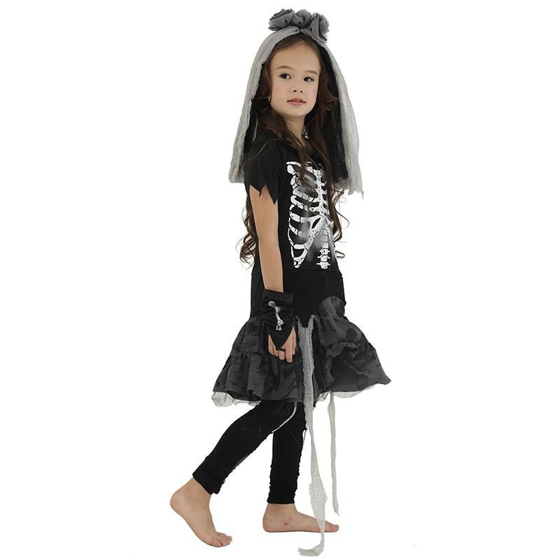 Đồ hóa trang trẻ em - Váy cô dâu ma 1 | Girls Skeleton Bride - FT22114