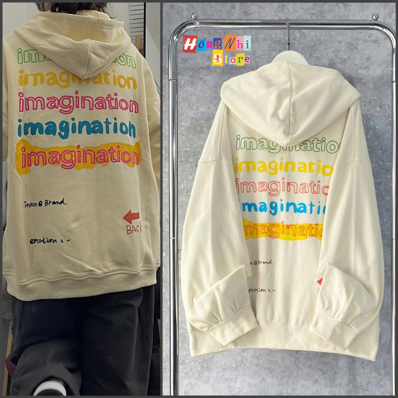 Áo Khoác Hoodie Zip Nỉ Imagination Tay Phồng Dây Kéo Dáng Rộng Nam Nữ Oversize Ulzzang Unisex - MM