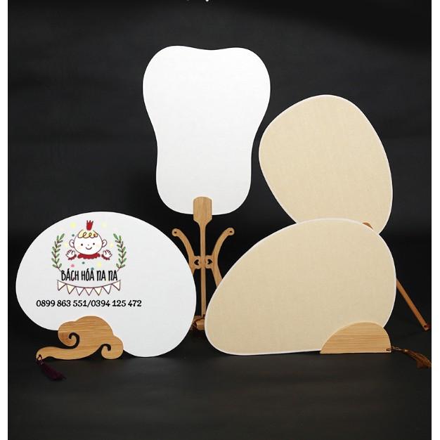 Quạt Giấy Lụa Trơn - Bộ Kit DIY Họa tiết tự vẽ Cổ trang Hiện đại Thư Pháp Quạt Cán gỗ - Tua rua Nana Shop