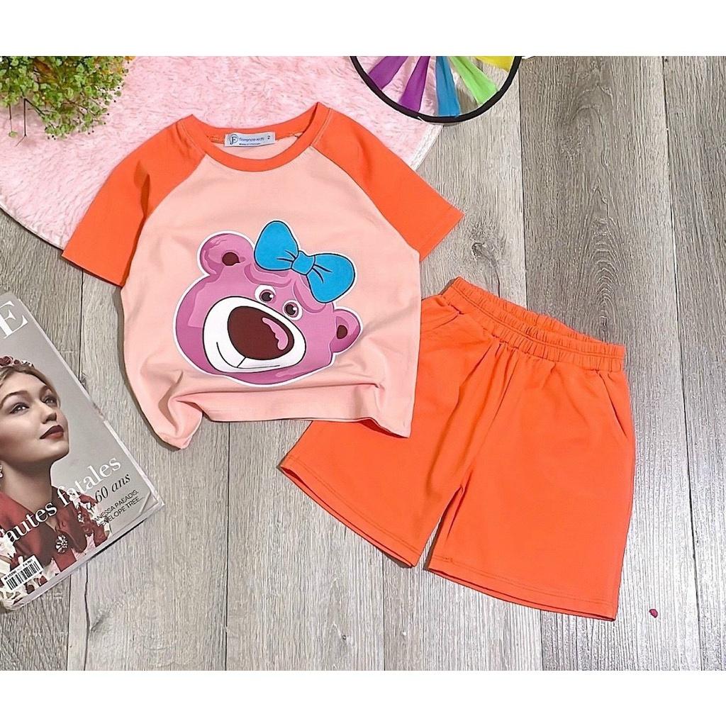 COMBO3 đồ bộ bé gái dễ thương in GẤU NƠ phối raplang từ 7kg đến 25kg-GAURAPLANG