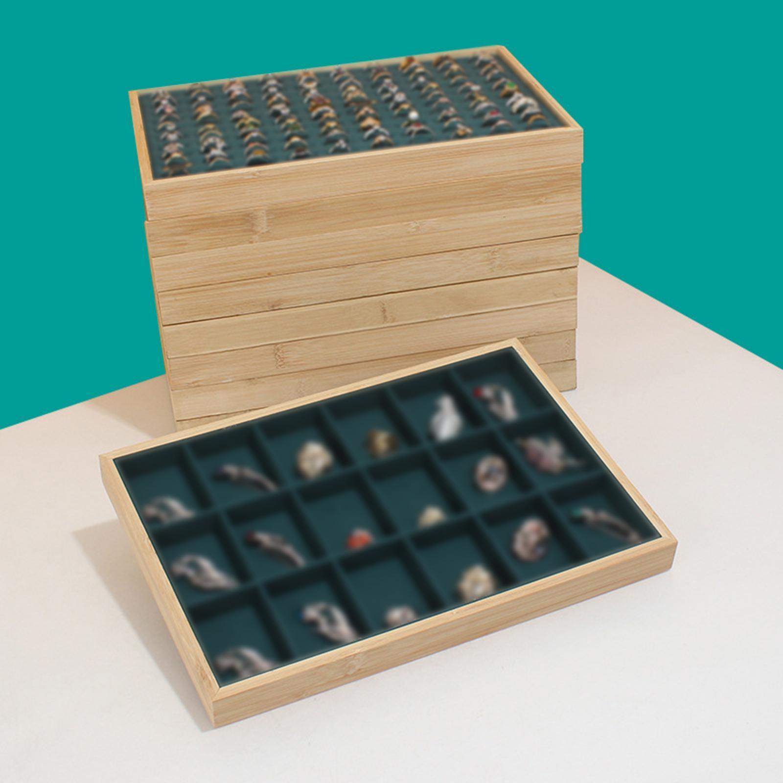 Stackable Jewelry Storage Tray Flannel Wrapped for Bracelet Drawers Closet