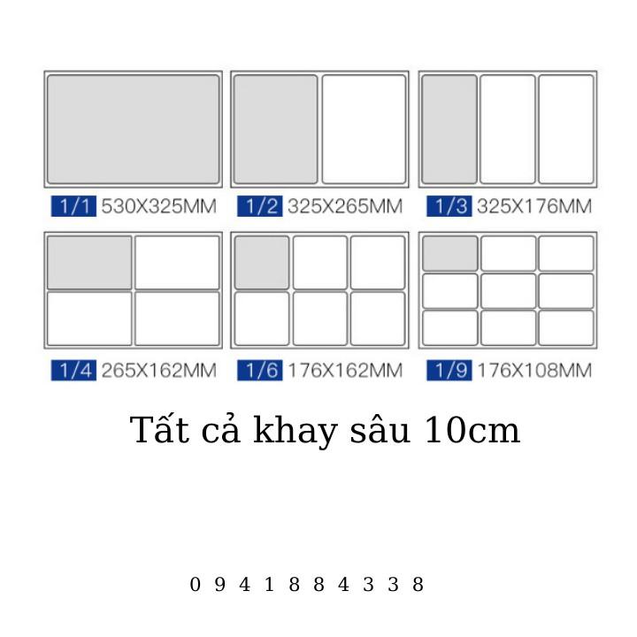 Khay Inox Đựng Topping 1/4, Khay Đựng Thạch