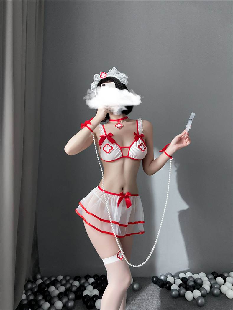 Đồ ngủ Cosplay y tá sexy 2 mảnh mỏng quyến rũ