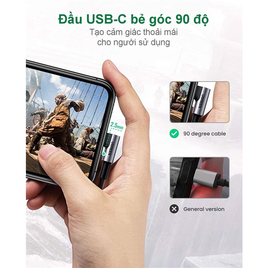 Dây giắc chuyển đổi cổng USB type C đầu vuông góc sang giắc cắm 3.5mm cao cấp UGREEN AV167 80723 - Hàng chính hãng