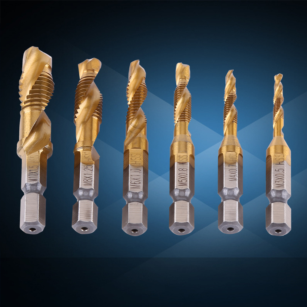 6 cái mũi taro Motric M3-M10 Titanium trán HSS