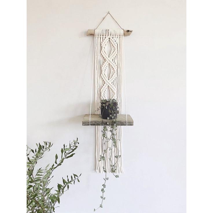 Kệ gỗ trang trí treo dây tết macrame handmade