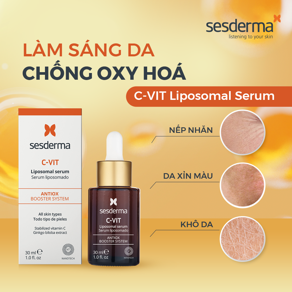 Tinh chất chống oxy hóa làm sáng da Sesderma C-VIT Liposomal Serum dành cho da khô và da hỗn hợp 30ml