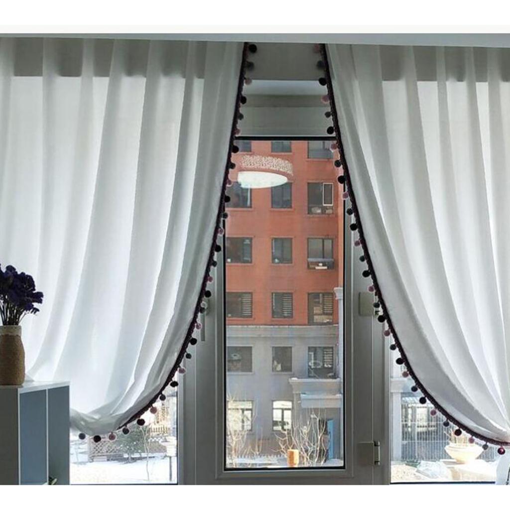 2x 5 Yd Curtain Trim Ribbon Pom Pom Tassel Fringe Sewing Decor