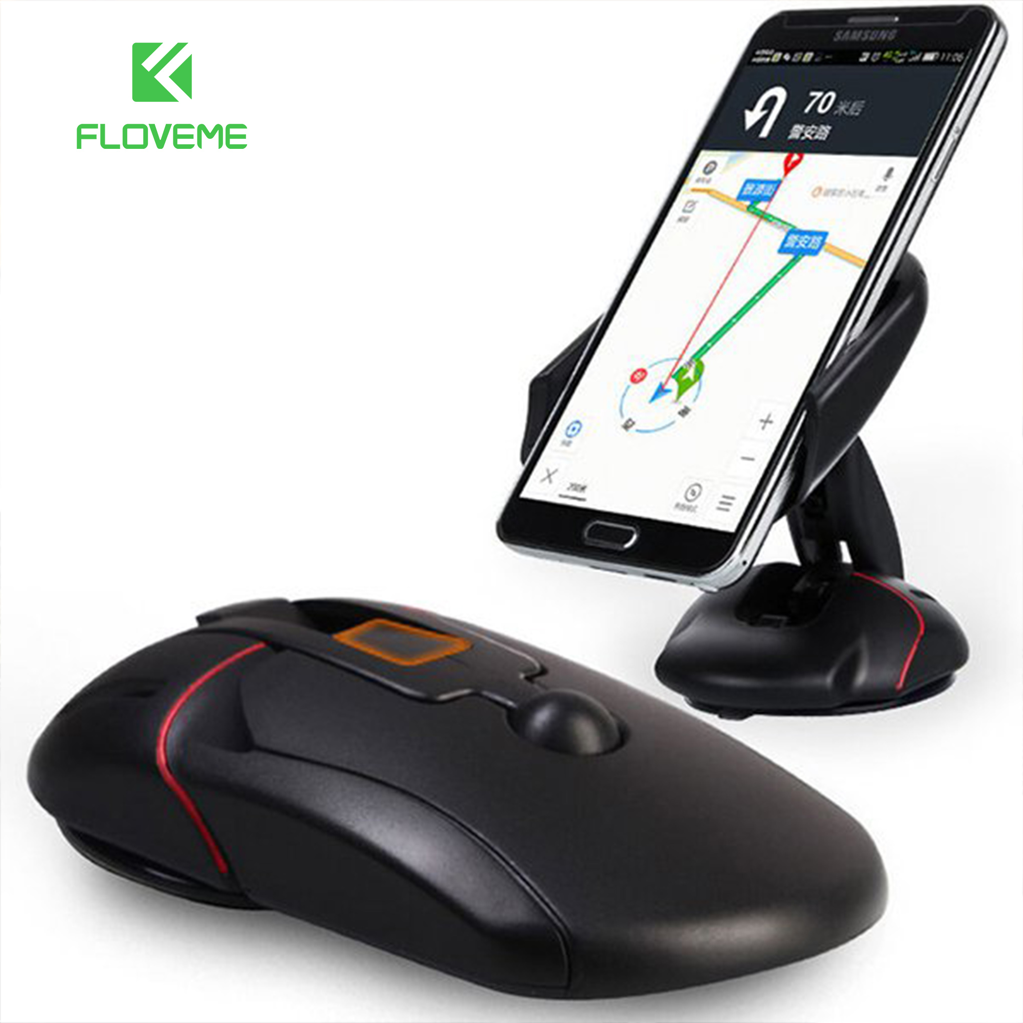 GIÁ ĐỠ OTO FLOVEME , XE MÁY MOBILE MOUSE - bám dính chắc chắn. Mặt đế thiết kế hút chân không chắc chắn, an toàn khi sử dụng - Hàng chính hãng