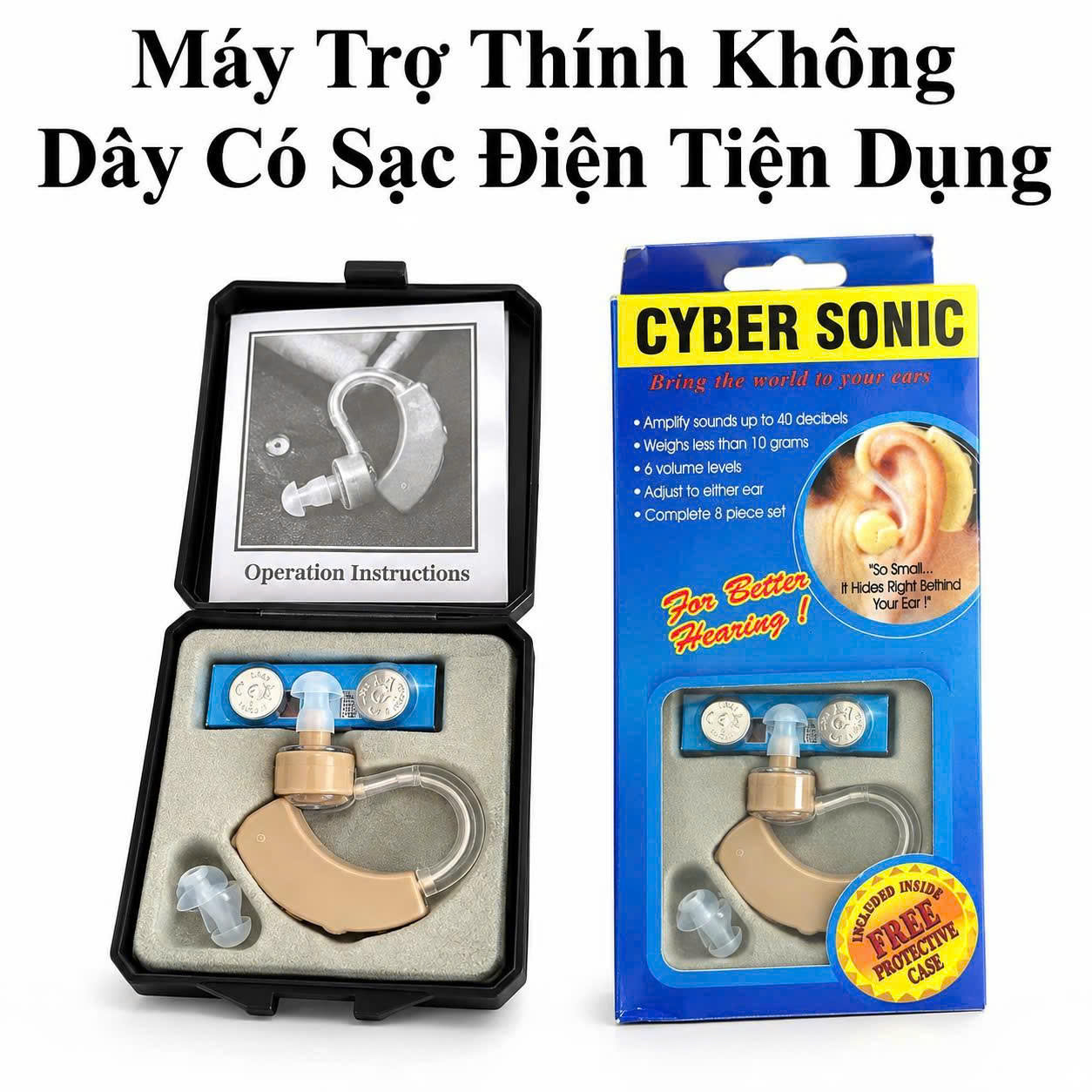 Máy Trợ Thính 6 Cấp Chỉnh Âm Thanh Kèm Pin