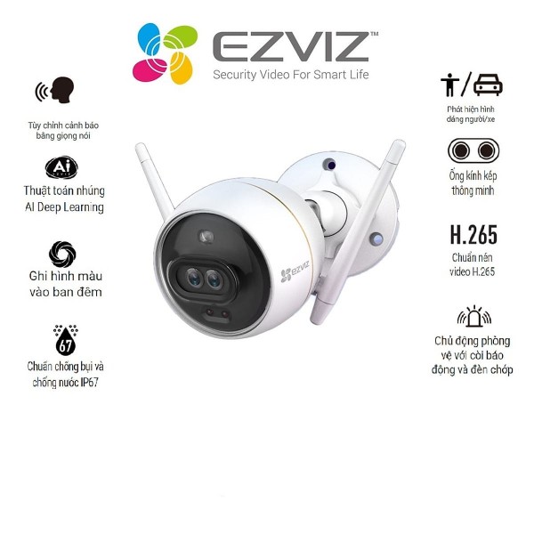 Camera Ezviz IP Wifi Ngoài Trời  C3X Bản Mắt Kép Có Màu Ban Đêm Full HD 1080P  - Hàng Chính Hãng