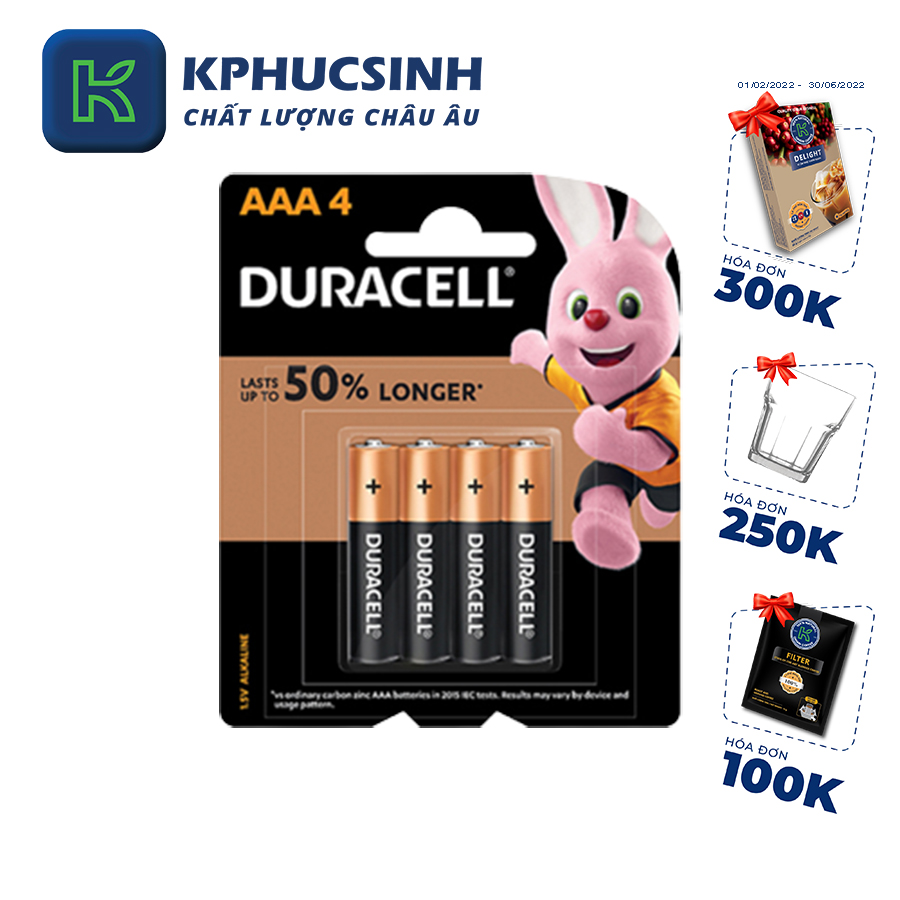 Pin kiềm Duracell Everyday AAA vỉ 4 viên