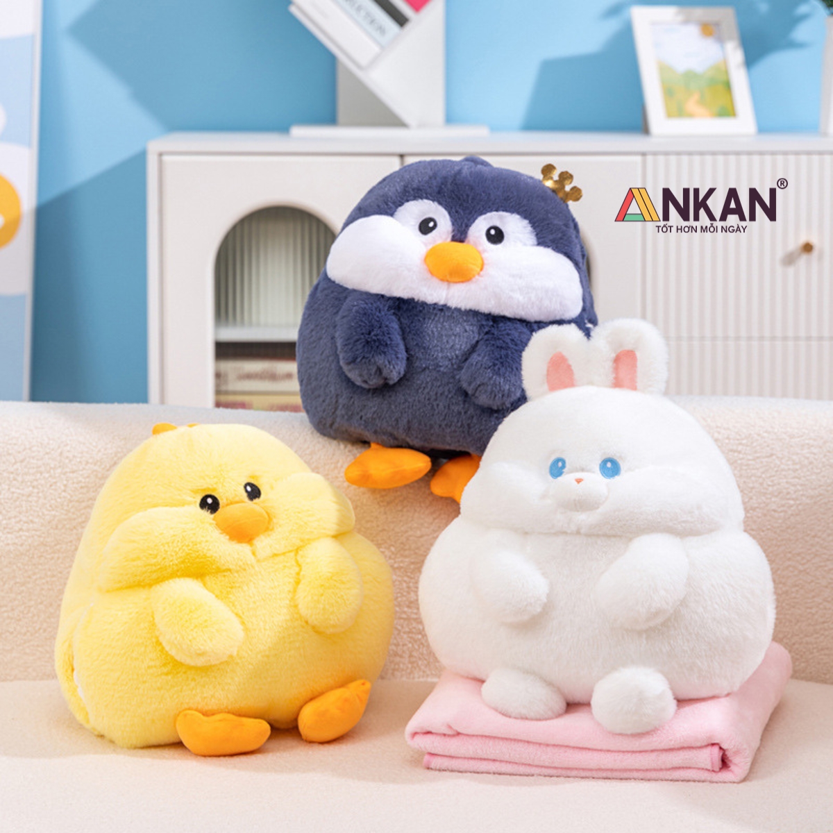 Bộ Chăn Gối Văn Phòng ANKAN Kiểu Mới 3 Trong 1 - Ngủ Trưa Thoải Mái Tại Văn Phòng, Quà Tặng Bạn Bè Người Yêu