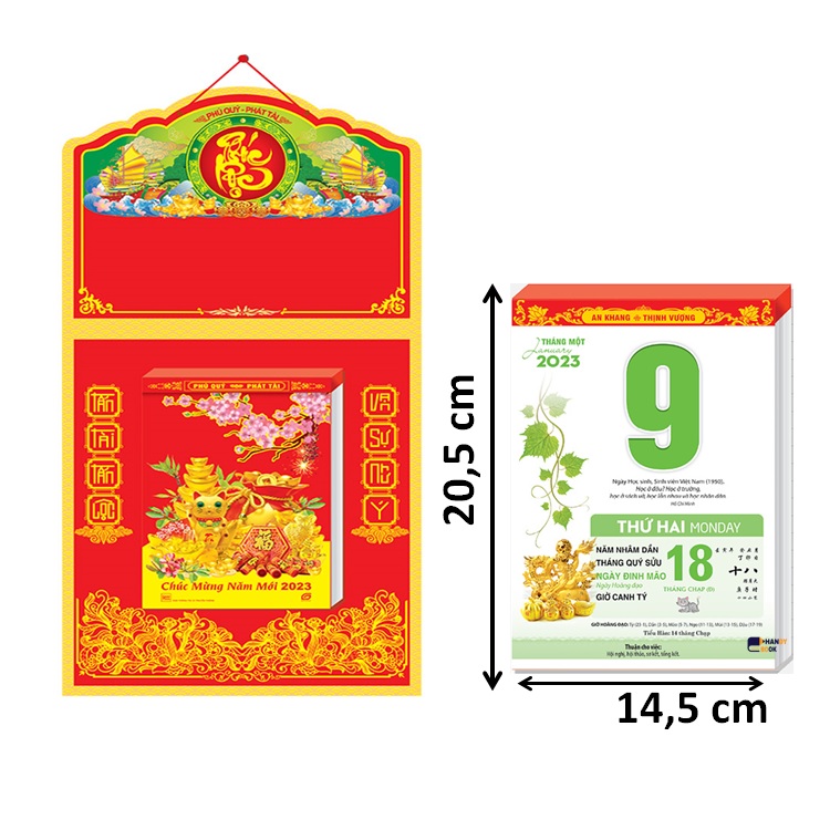 Lịch Bloc 2023 - Bloc lịch kích thước 14,5 x 20,5 cm – Lịch Phong Thủy – NH12