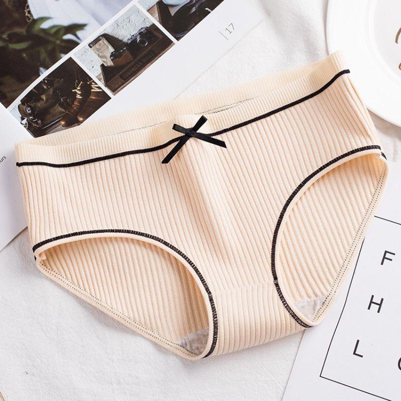 HÀNG ĐẸP - Quần lót nữ cotton gân tăm phối nơ cực xinh