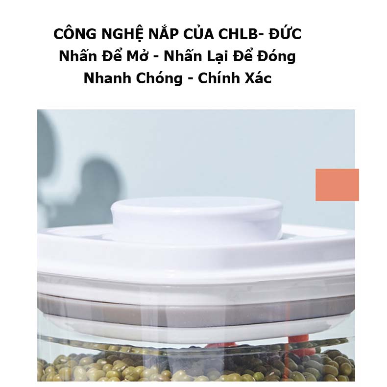 Hũ Lọ Đựng Gia Vị, Nắp Hút Chân Không Chống Ẩm; Nhấn Nút Để Đóng Mở Hiện Đại