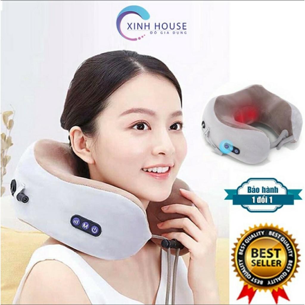 Gối Massage Chữ U - Gối Massage Cổ Vai Gáy Hồng Ngoại Đa Năng