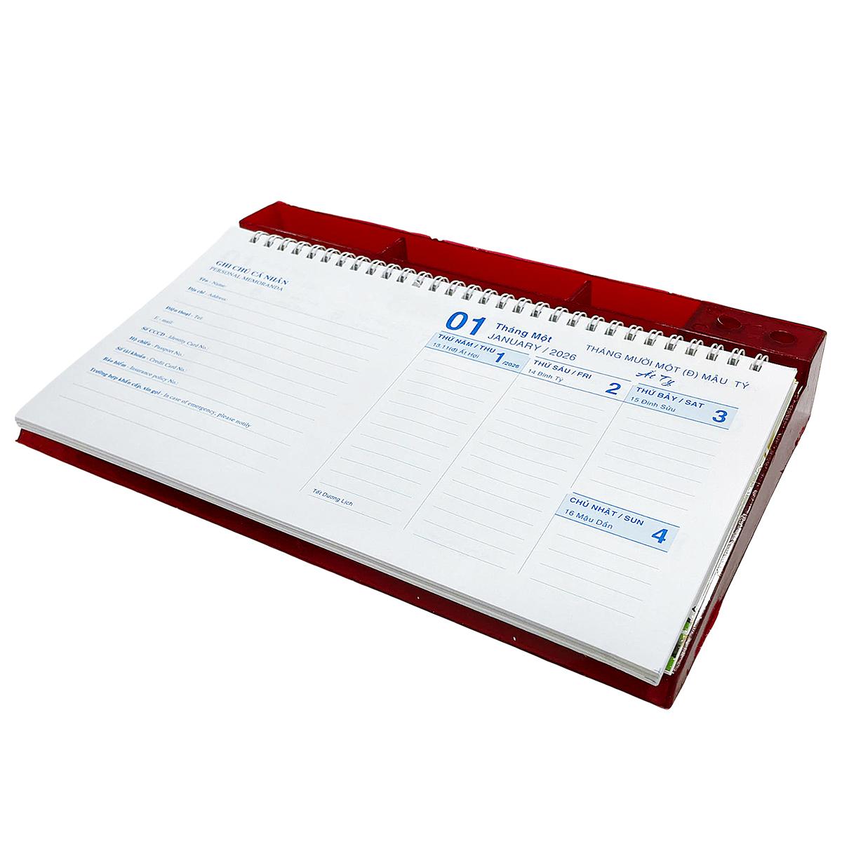 Lịch Bàn Tuần Đế Nhựa Bính Ngọ 2026 - Văn Khoa (Mẫu Màu Giao Ngẫu Nhiên)