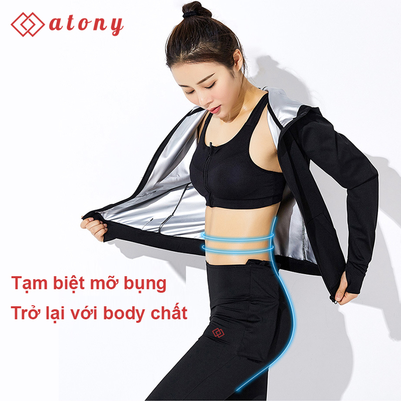 Áo Khoác Ép Cân ATONY, Tăng Sinh Nhiệt Đổ Mồ Hôi, Đốt Mỡ Bụng, Hỗ Trợ Tập Gym,Boxing, Fitnes, Aerobic - Hàng Chính Hãng