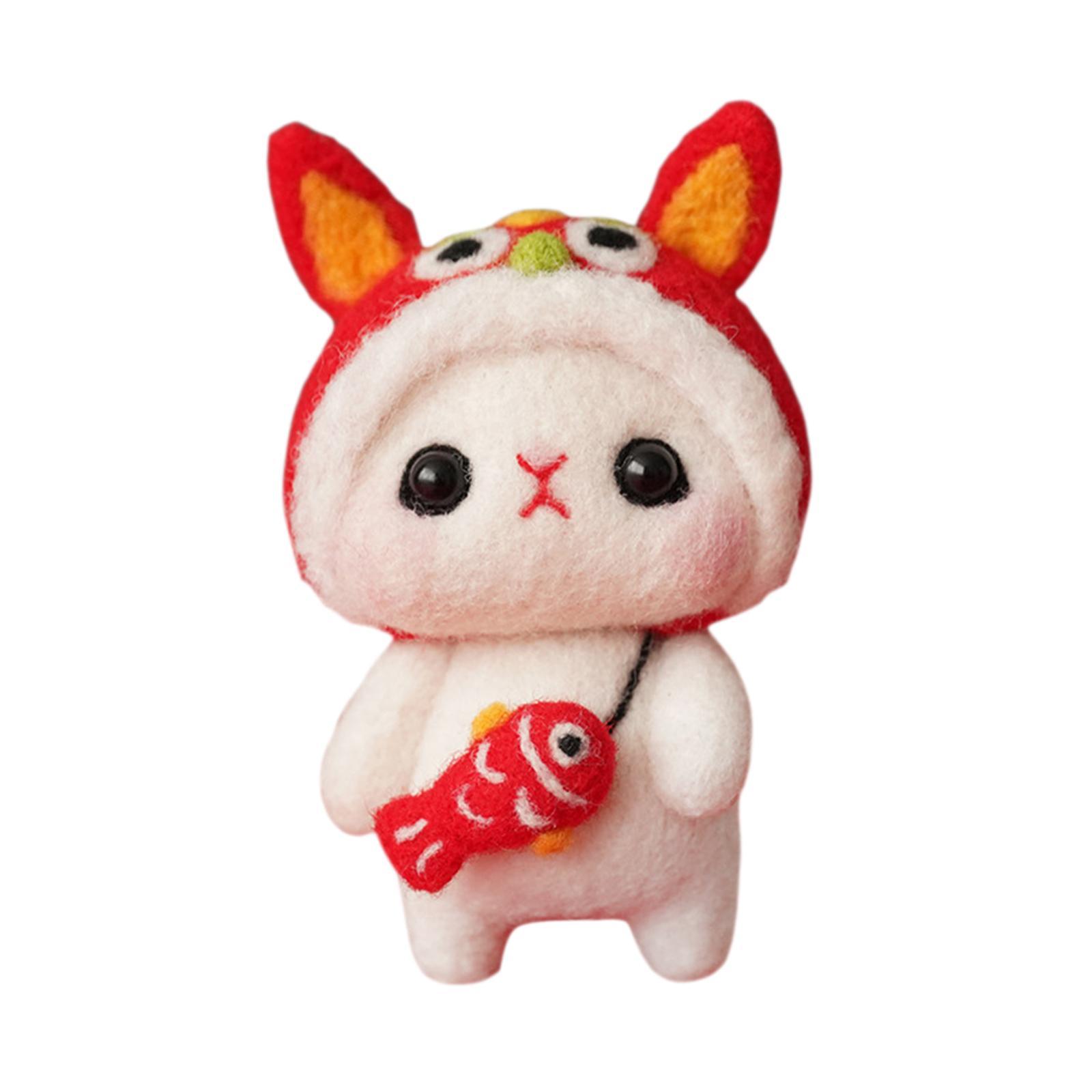 Bunny Felting Kit with Tools Animal Doll Keychain Gift for Holiday
