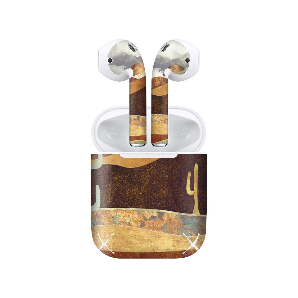 Miếng dán skin chống bẩn cho tai nghe AirPods in hình giả sơn mài - GSM134 (bản không dây 1 và 2)