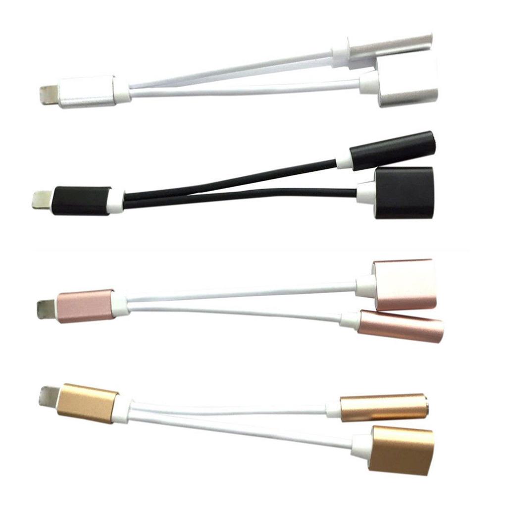 2x3.5mm Headphone Audio Adapter Charger Cable For iPhone 7 8 Plus X Silver